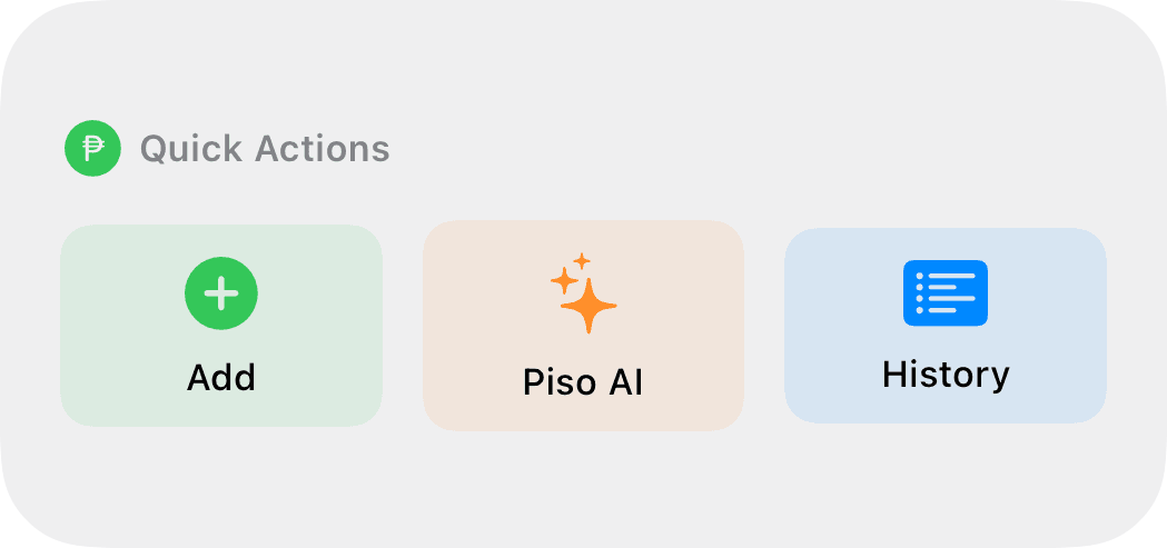 Pisowise medium widget showing full quick action row.